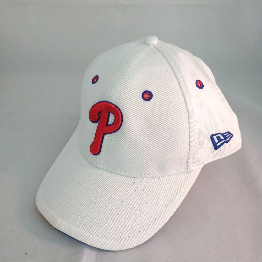 New Era Phillies MLB Baseball Cap Hat White/Red Stitch Snapback 6 Panel